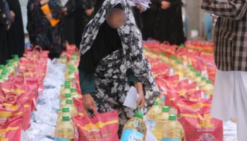 توزیع مرحله ششم مواد غذایی برای نیازمندان مهاجر